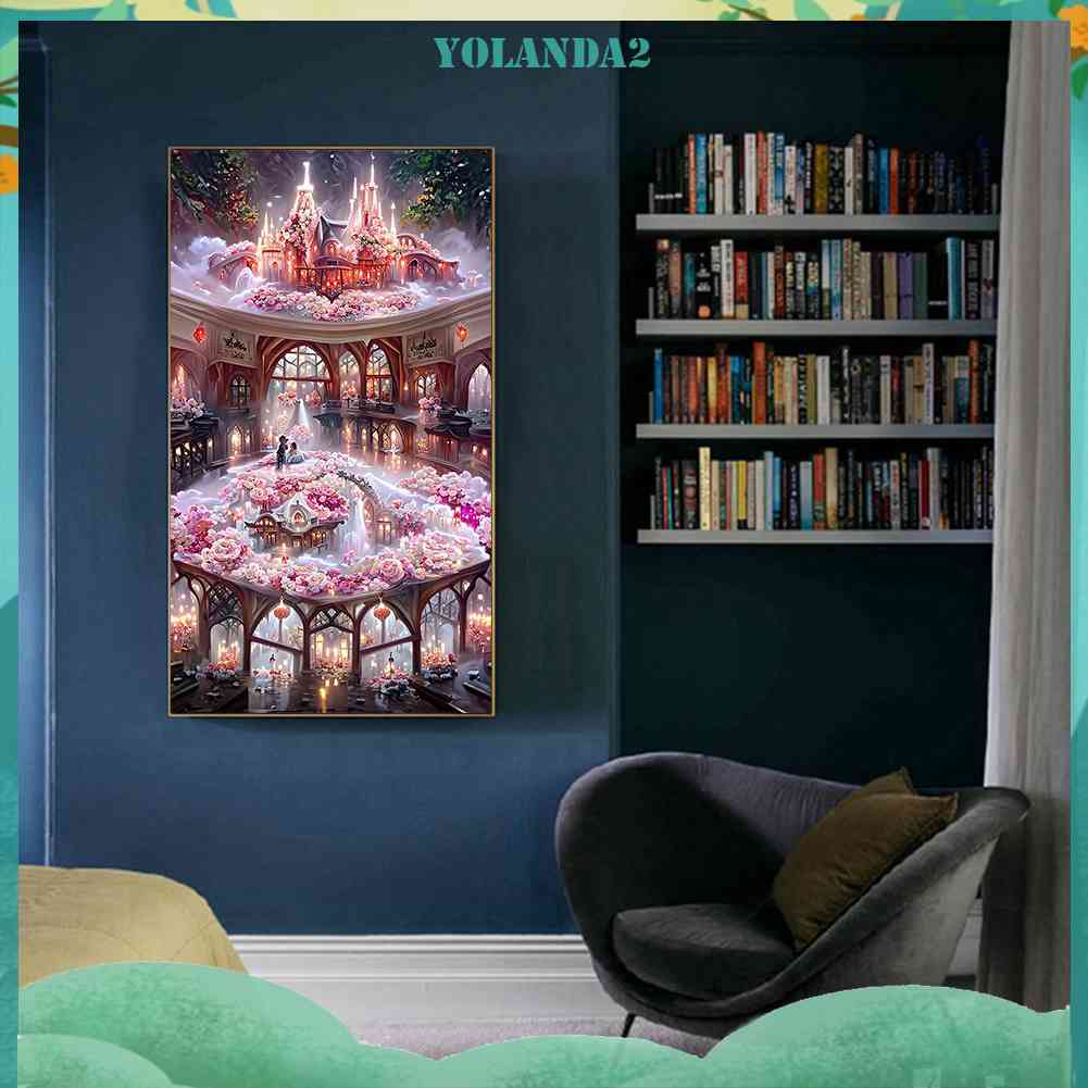 Bộ Tranh Đính Đá Tự Làm Toàn Diện Họa Tiết Hoa Hồng Dùng Trang Trí Phòng