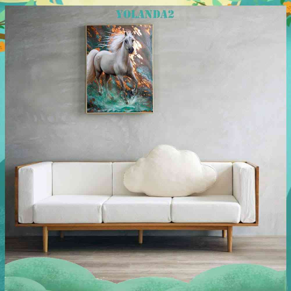Bộ Tranh Đính Đá 5D Toàn Diện Họa Tiết Ngựa Trắng Độc Đáo DIY Dùng Trang Trí Nhà Cửa