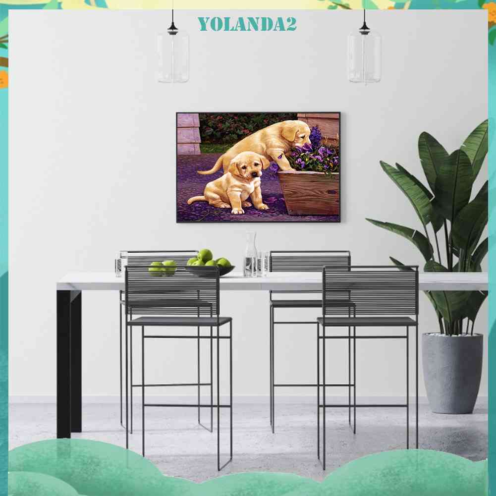 Bộ Tranh Đính Đá Toàn Bộ Họa Tiết Labrador Độc Đáo DIY Dùng Trang Trí Nhà Cửa