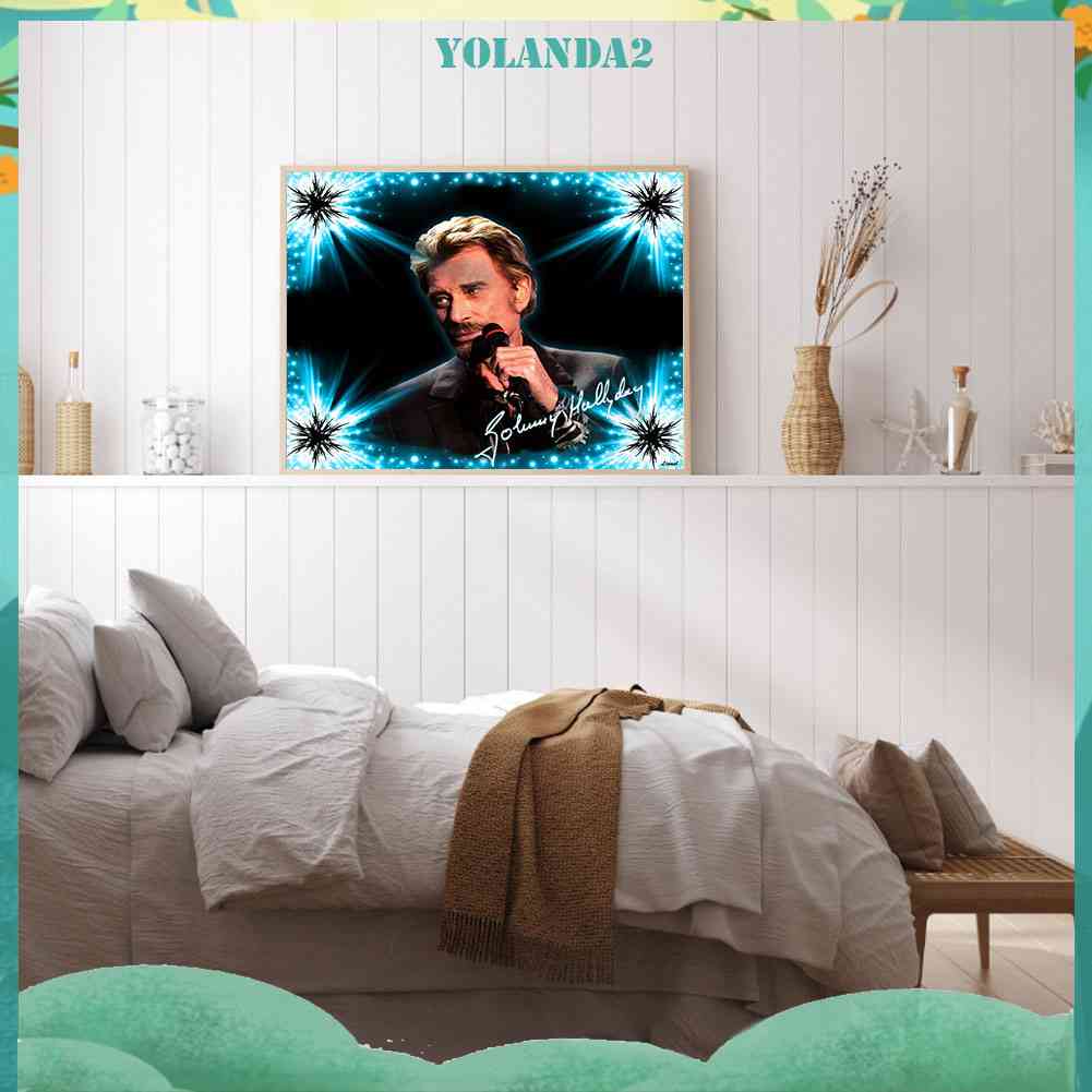 Tranh Đính Đá Kim Cương Toàn Bộ 5D DIY Hình Johnny Halliday