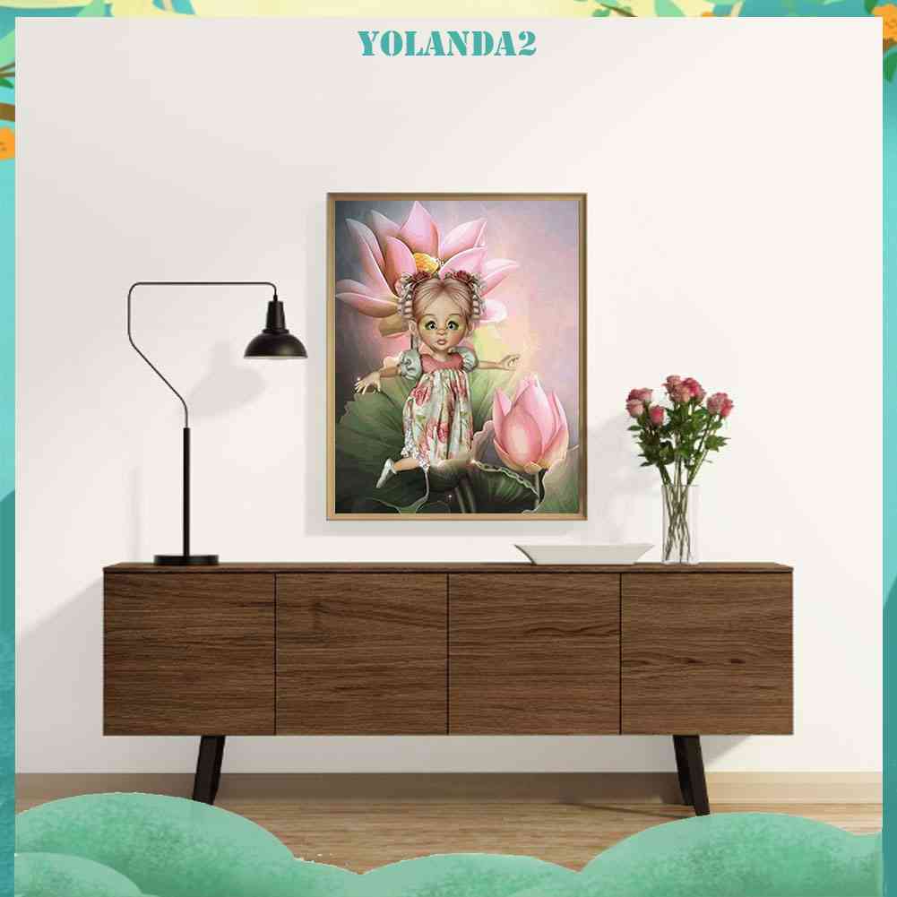 Tranh Đính Đá 5D Tự Làm Họa Tiết Bé Gái Hoạt Hình