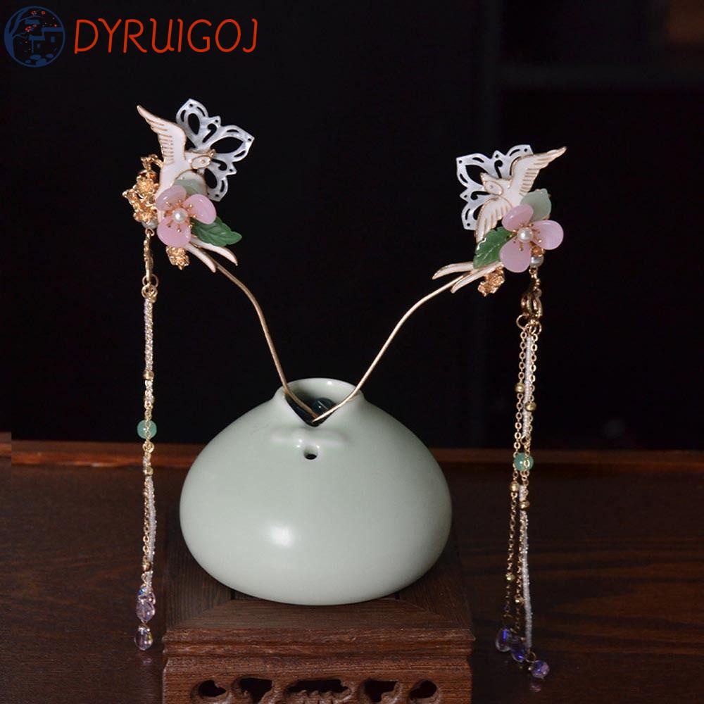 Trâm Cài Tóc Phối Tua Rua Hình Chữ U Phong Cách Trung Hoa Cổ Điển Thời Trang