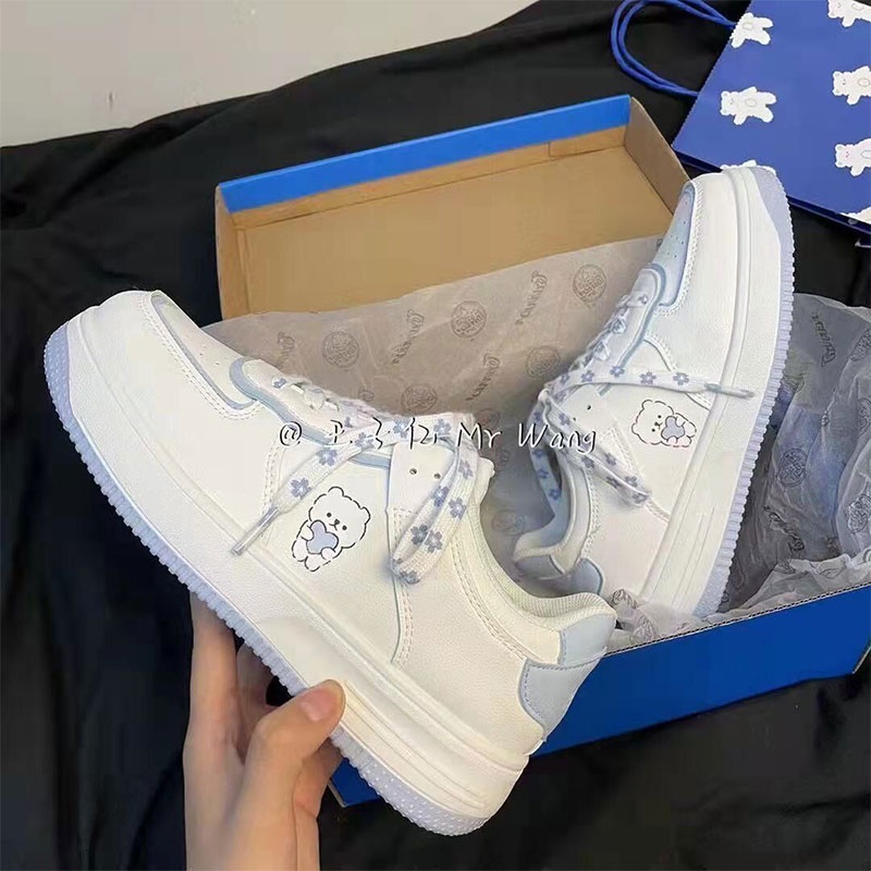 ZHUXIA Giày Thể Thao Đế Dày Buộc Dây Màu Trắng Thời Trang Hàn Quốc Cho Nữ