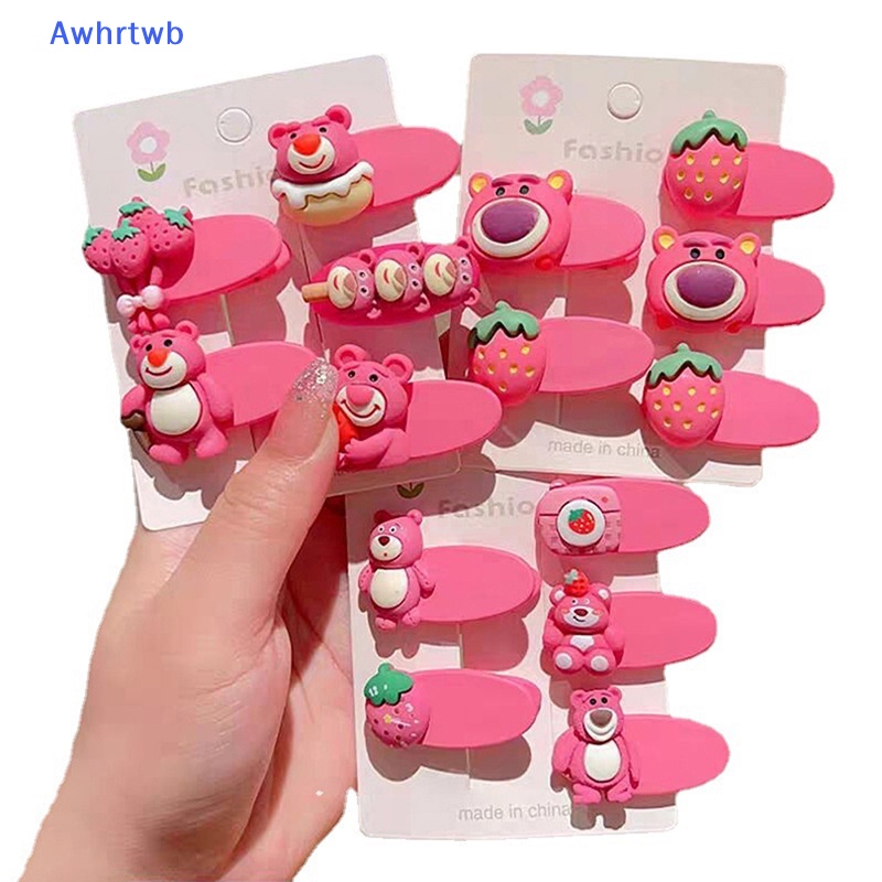 Set 5 Kẹp Tóc Hình Gấu / Dâu Tây Dễ Thương Cho Bé Gái Mới
