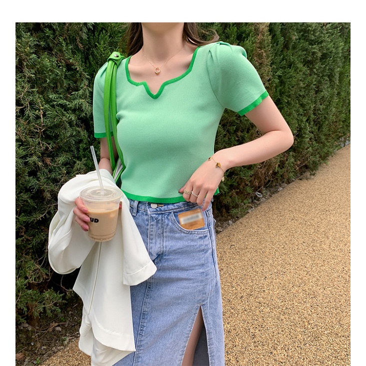 Áo Thun Tay Ngắn Cổ Vuông Thời Trang Cho Nữ