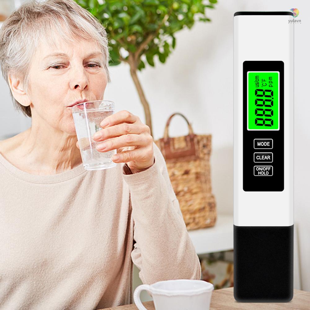 Thiết Bị Kiểm Tra Chất Lượng Nước 3 Trong 1 TDS / EC / Nhiệt Độ Có Màn Hình Hiển Thị Màu Trắng