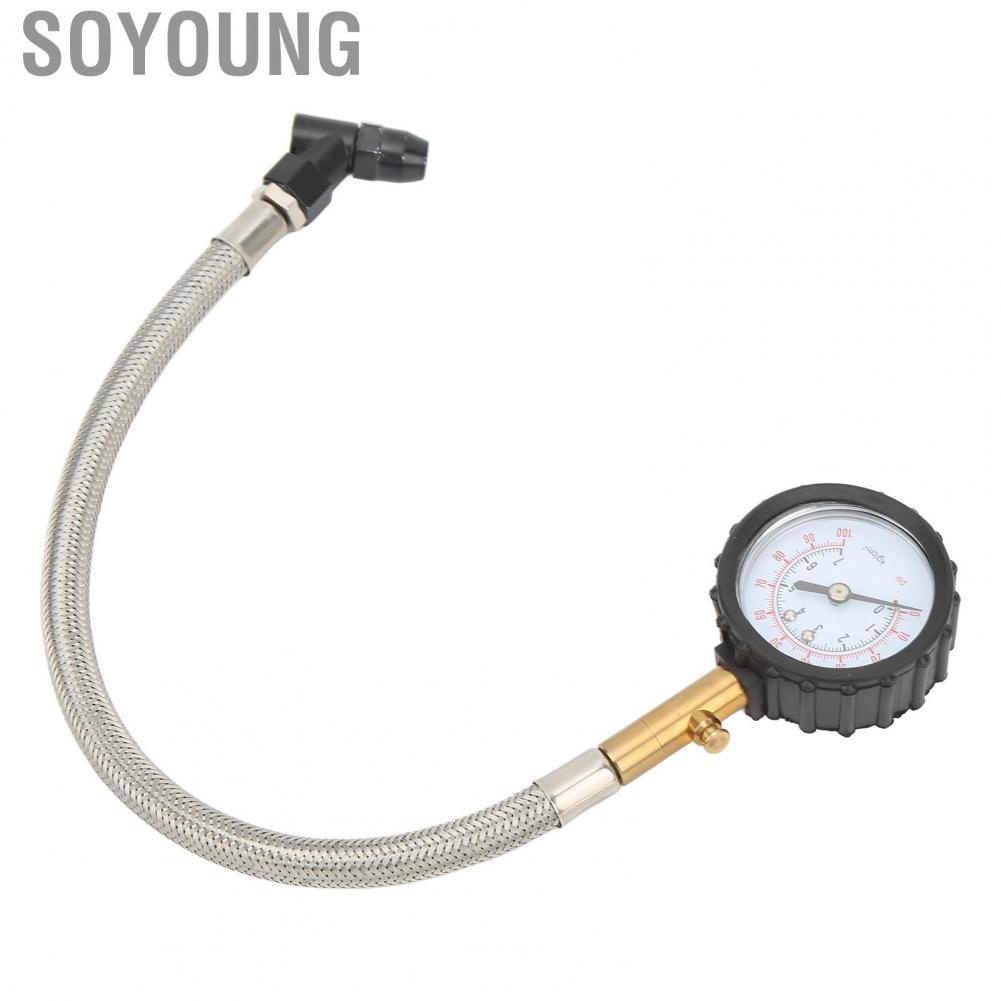 Soyoung Air Inflator Gauge  2pcs Pressure Resistant Tire Pressure Gauge 4 Units Heavy Duty  for Bike for Car