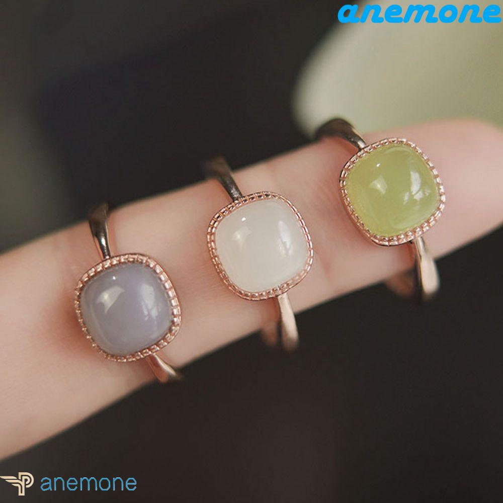 Nhẫn Thiết Kế Đơn Giản Thanh Lịch|Nhẫn Hình Khối Lập Phương Màu Xanh Lá Phong Cách Trung Hoa