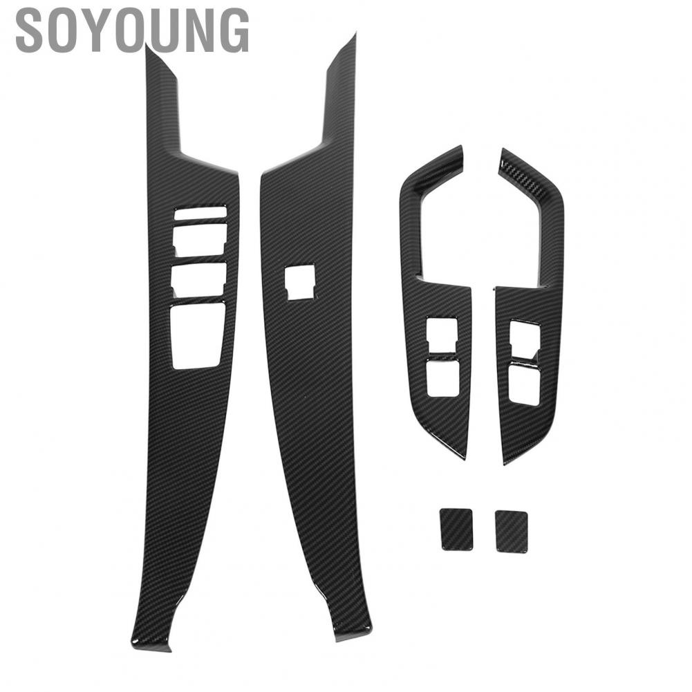 Soyoung Interior Window Lift Control Switch Trim  6 PCS Textured Car Frame Cover Left Drive Side for Auto