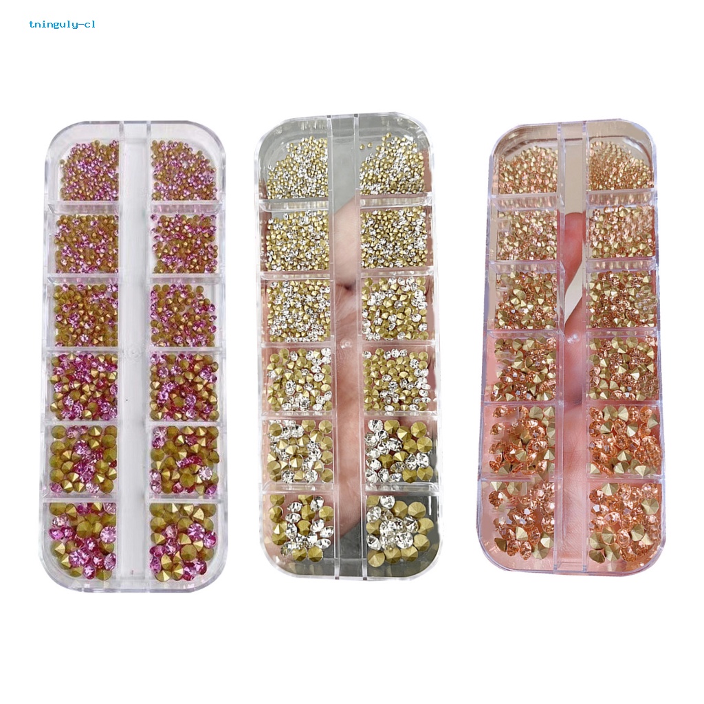 1 Hộp Phụ Kiện Đính Trang Trí Móng Tay Nghệ Thuật Nhiều Hình Dạng