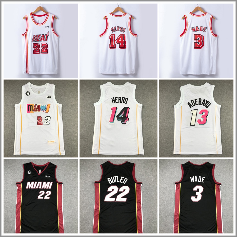 Áo Bóng Rổ Nam Thêu Hắc Quản Gia Herro Adebayo 2023 Miami Heat Jersey