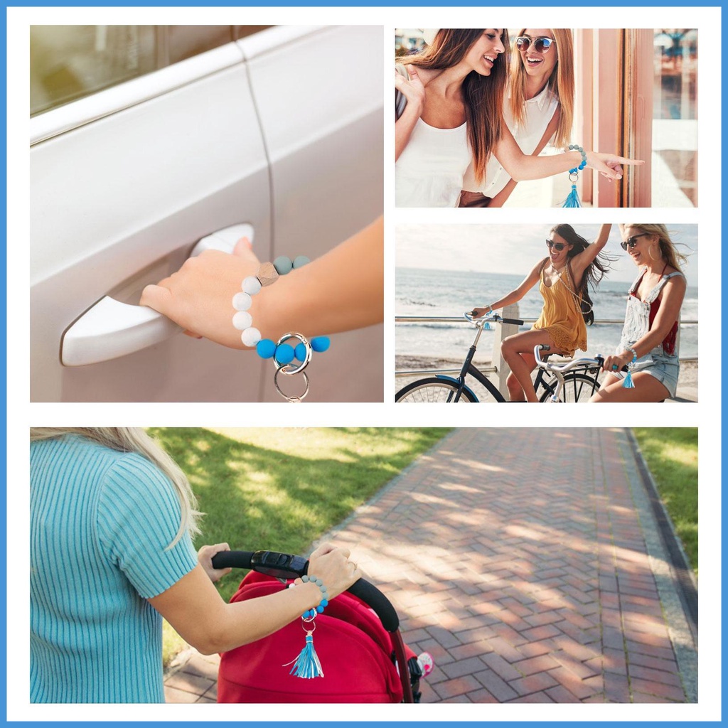 Vòng Tay Chuỗi Hạt Phối Tua Rua Bằng Silicone Thời Trang Cho Nữ
