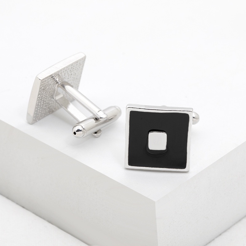 Khuy Măng Sét Kim Loại Màu Đen Thiết Kế Đơn Giản Cho Nam