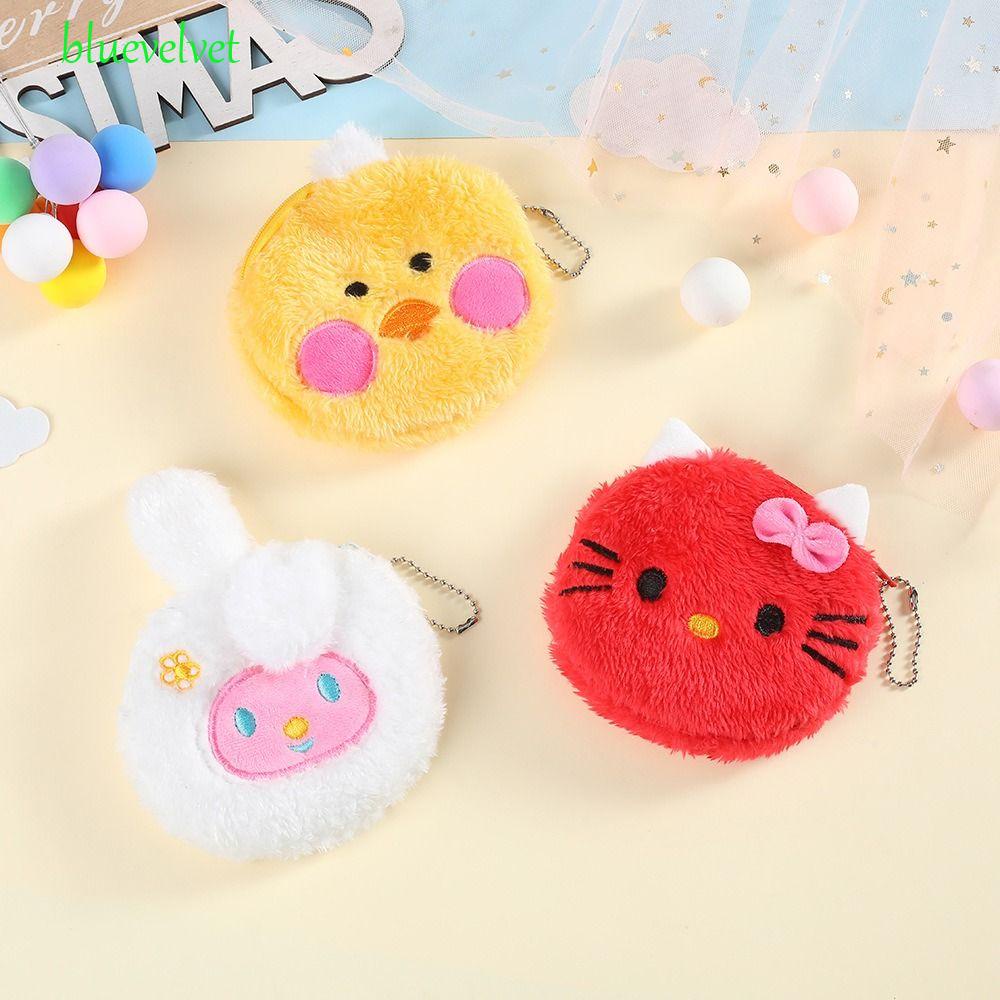 Ví Đựng Tiền Xu Bằng Vải Bông Khóa Kéo Hình Mèo Kitty Thỏ Melody Đáng Yêu Cho Nữ