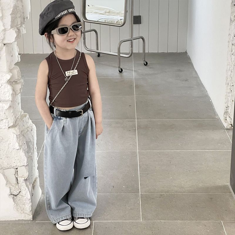 Áo Tank Top Không Tay Thời Trang Mùa Hè Phong Cách Hàn Quốc Cho Bé Trai Và Gái