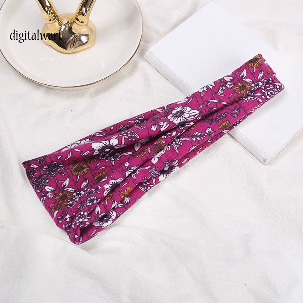 Kỹ Thuật Số| Băng Đô Cài Tóc Bản Rộng Co Giãn In Họa Tiết Hoa Xinh Xắn Thời Trang Cho Nữ