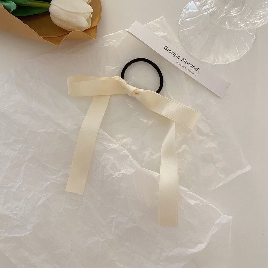 Dây Cột Tóc Ruy Băng Dài Co Giãn Đính Nơ Tua Rua Thời Trang Cho Nữ