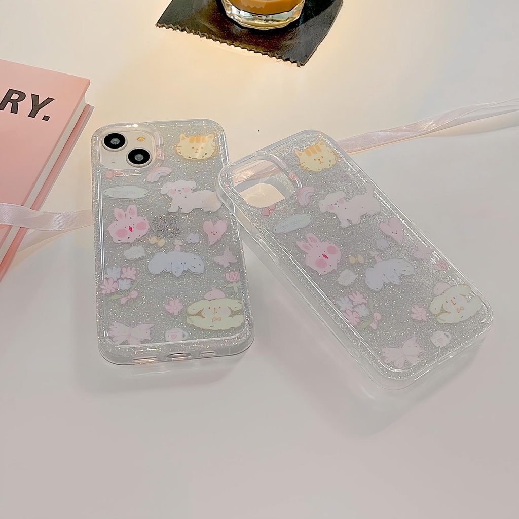 Ốp Điện Thoại TPU Dẻo Trong Suốt Họa Tiết Hoạt Hình Dễ Thương Cho iPhone11 12 13 14 Pro Max Imd