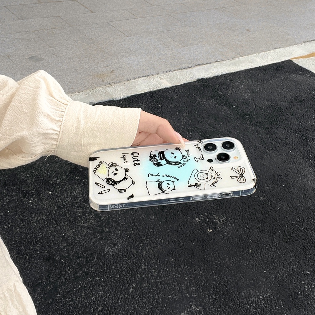 Ốp Điện Thoại TPU Silicon Mềm Trong Suốt Hình Gấu Trúc Cho iPhone11 12 13 14 Pro Max