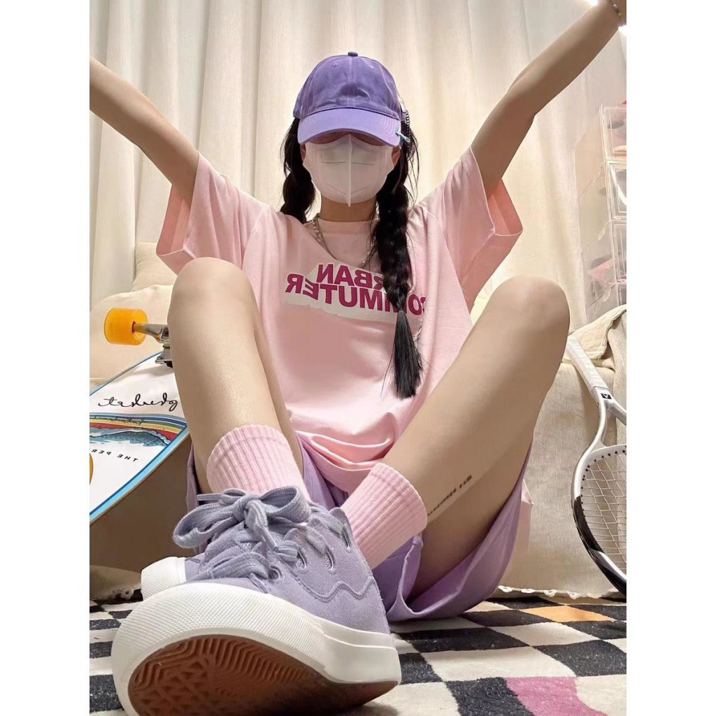 Set Áo Thun Tay Ngắn + Quần Short Thời Trang Mùa Hè Dễ Thương Cho Nữ