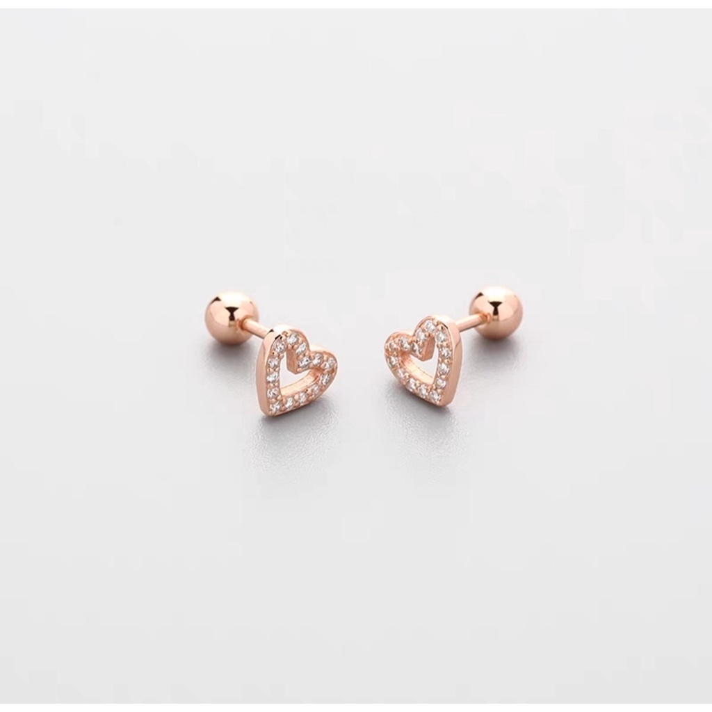 Pure Silver Heart Cubic Rose Gold Pearcing