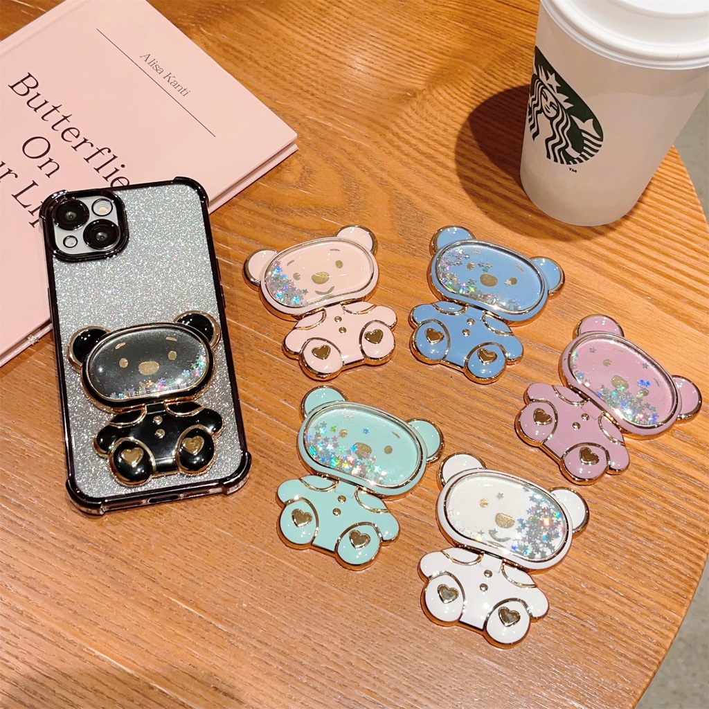 Ốp Điện Thoại Hình Gấu Hoạt Hình Có Túi Khí Và Dây Đeo Ngón Tay Cho iphone