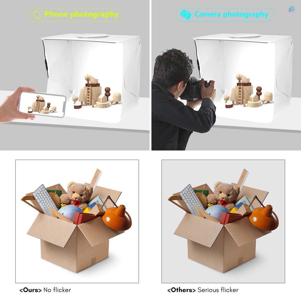 Hộp Đèn Chụp Ảnh Mini Andoer 40cm / 15.7inch 10W 2800K-5800K Có Thể Điều Chỉnh Độ Sáng Kèm Kẹp Điện Thoại / Máy Tính Để Bàn