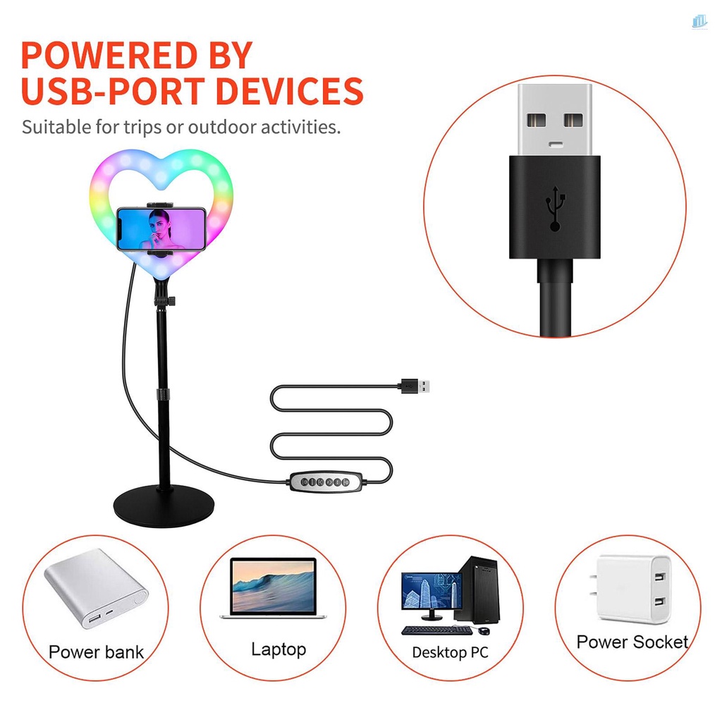 Đèn LED Hình Trái Tim Có Giá Đỡ Để Bàn 10 Inch