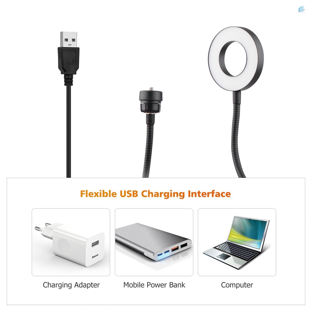 Vòng Đèn LED Andoer 3.5-inch 5W 3 Màu 3800K-6800K Có Thể Điều Chỉnh Độ Sáng Với Giá Đỡ 1 / 4 Cho Máy Ảnh Để Bàn