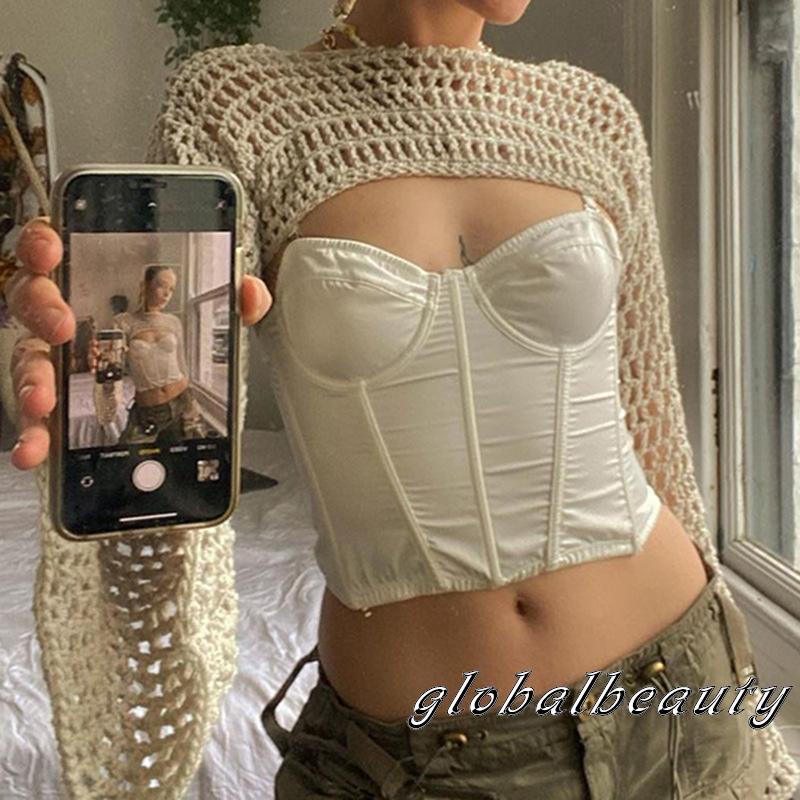 Áo Dệt Kim Tay Loe Dài Màu Sắc Đơn Giản Cho Nữ