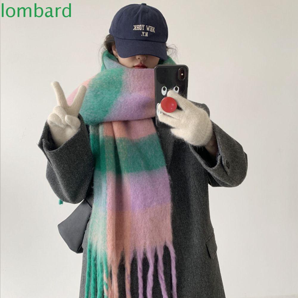 Khăn Choàng Cổ Họa Tiết Kẻ Sọc Phong Cách Hàn Quốc Cổ Điển Thời Trang Cho Nữ