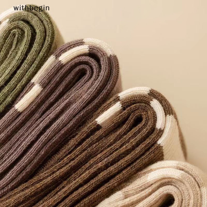 1 Đôi Vớ Dài Ngang Bắp Chân Mỏng Thoáng Khí Thoải Mái Họa Tiết Kẻ Sọc Phong Cách Nhật Bản Cổ Điển