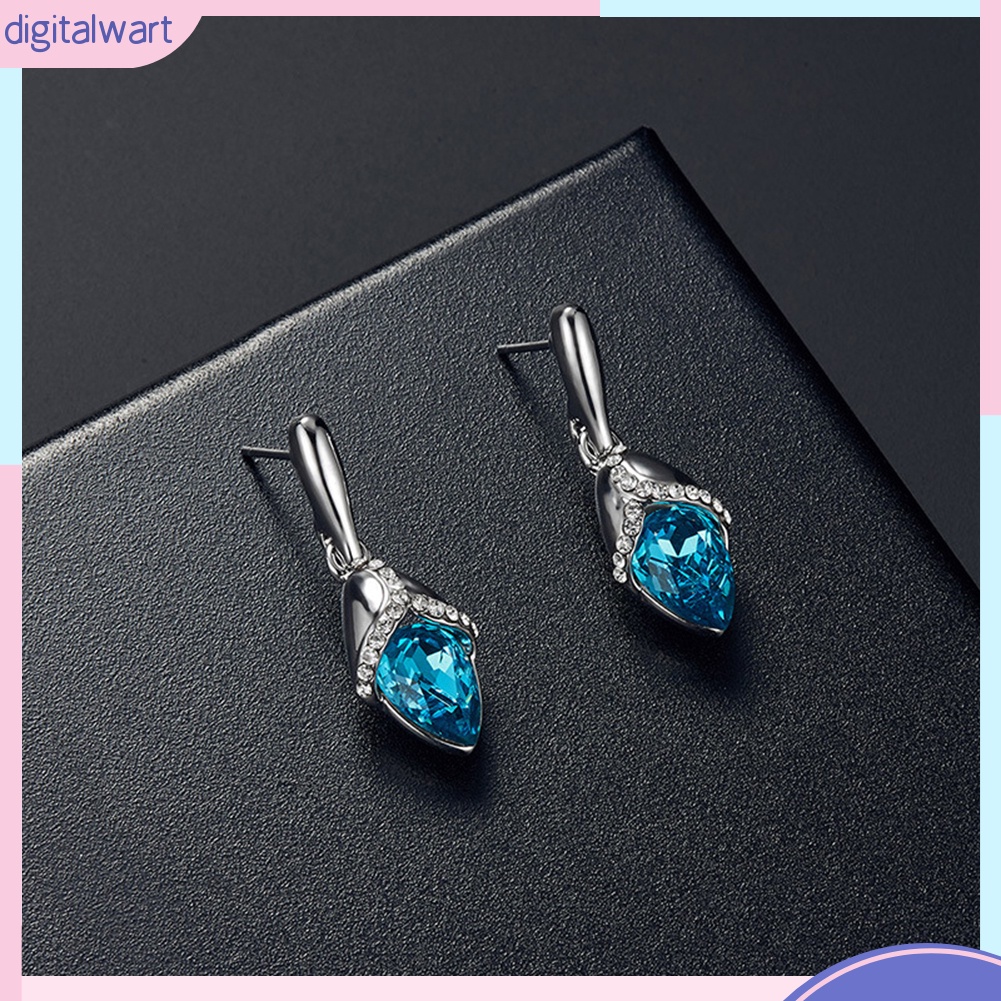 Bộ Vòng cổ + Bông Tai Đính Đá Hình Giọt Nước Thời Trang Cho Nữ