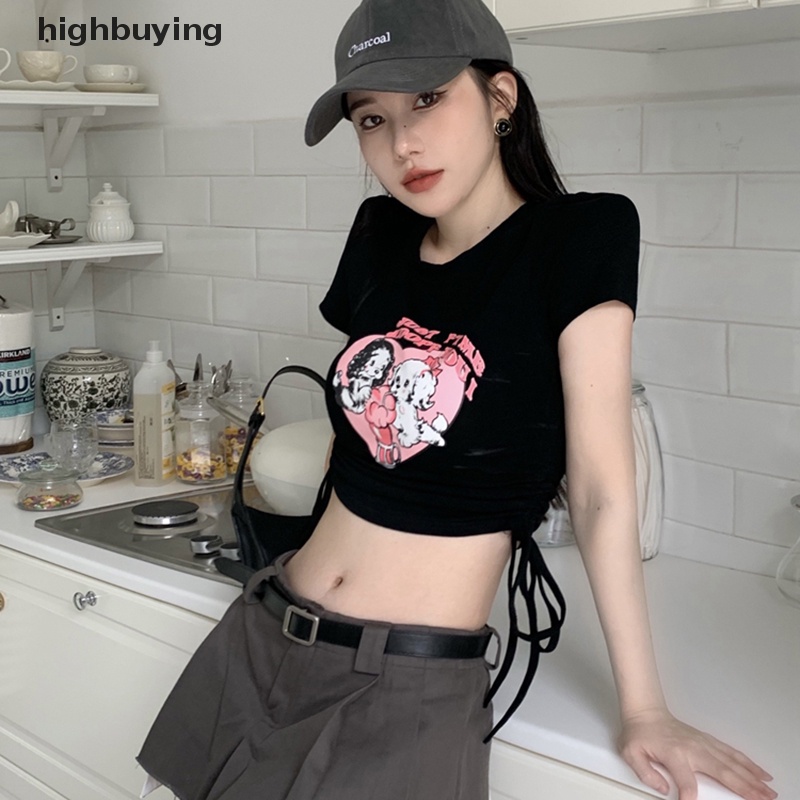 Áo Thun Lửng Ngắn Tay Cổ Tròn In Họa Tiết Thời Trang Dành Cho Nữ