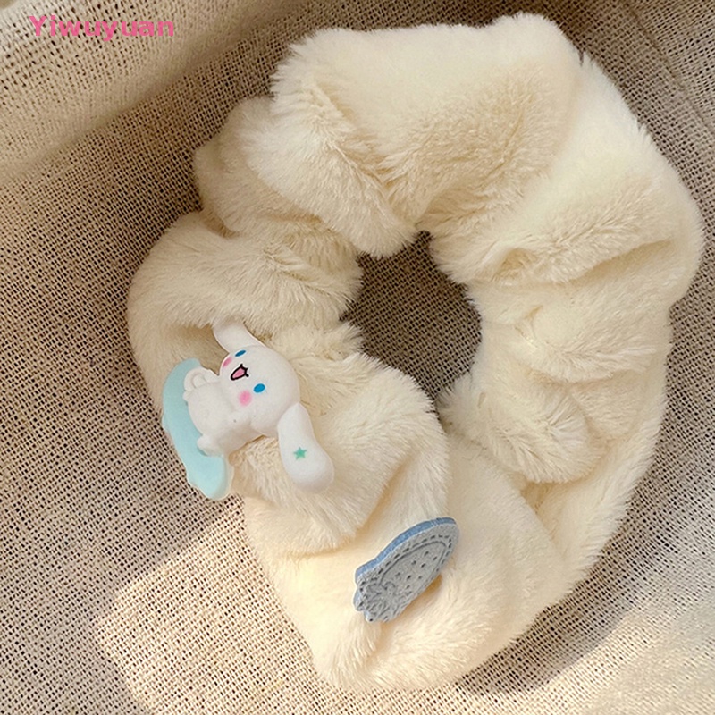 < Yiwuyuan > Dây Buộc Tóc Đính Lông Xù Mềm Mại Hình Chú Chó Tai To Handmade Mùa Đông Dành Cho Bạn Gái