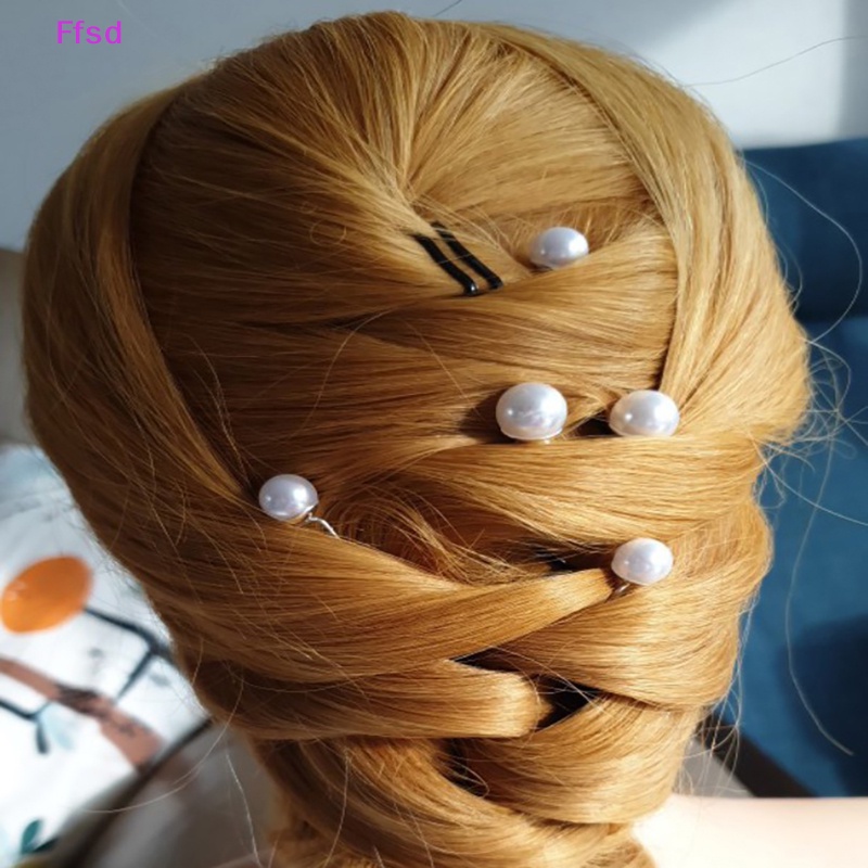 Kẹp Tóc Kim Loại Hình Chữ U Đính Ngọc Trai Giả Thanh Lịch Cho Nữ