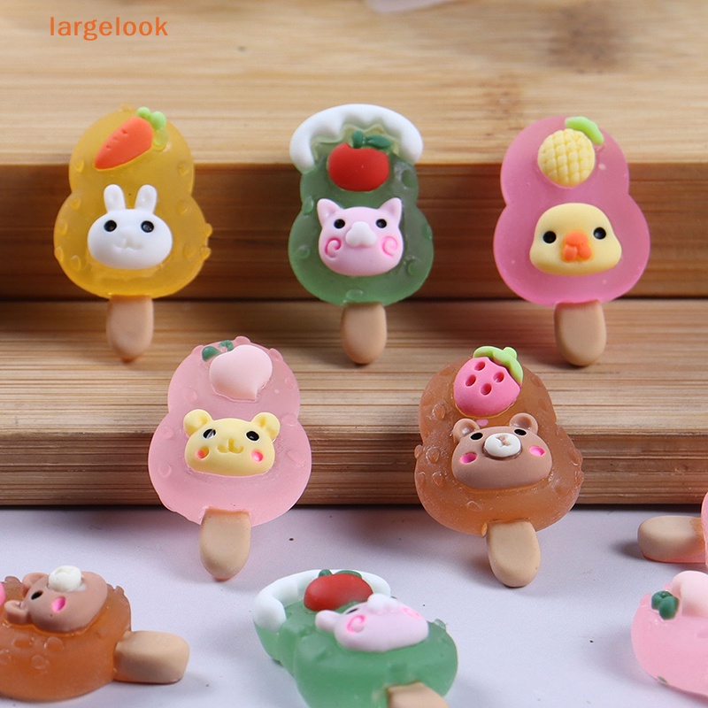 [Biglook] Bộ 3 Cây Kẹp Trang Trí Điện Thoại / Móc Khóa Hình Que Kem Bằng Resin Phát Quang DIY