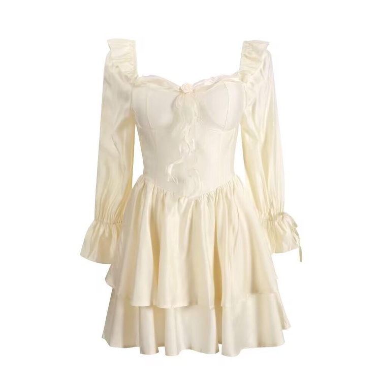 Đầm Công Chúa Dáng Ngắn Vải Lông Mịn Eo Cao Cấp Cảm Giác Cao Cấp Mùa Hè Phong Cách Pháp Cho Nữ