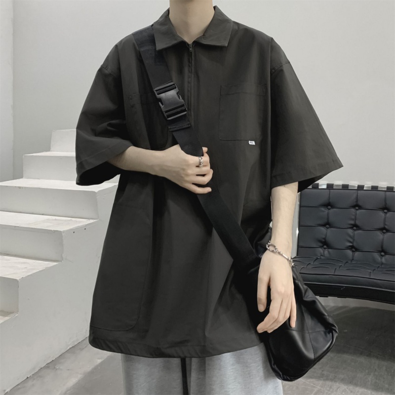 Áo Thun polo Tay Ngắn Có Khóa Kéo Phong Cách Mỹ Thời Trang Cao Cấp Cho Nam