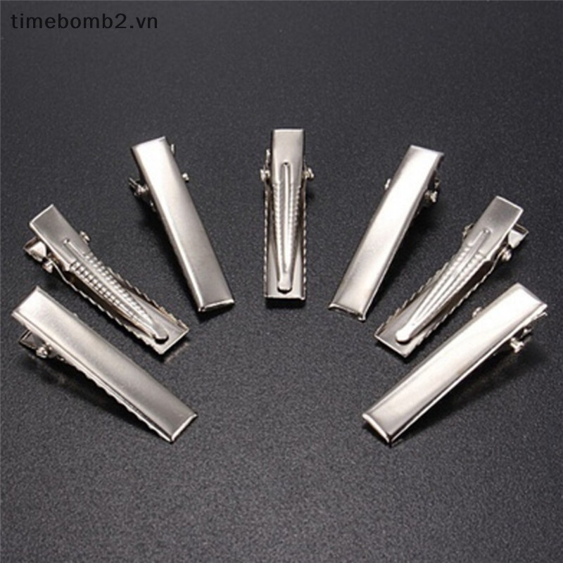 Set 50 Kẹp Tóc Kim Loại Phẳng Màu Bạc Thời Trang
