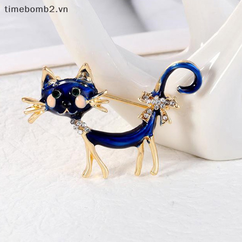 Ghim Cài Áo Hình Mèo Xanh Dương Cá Tính Cho Nữ