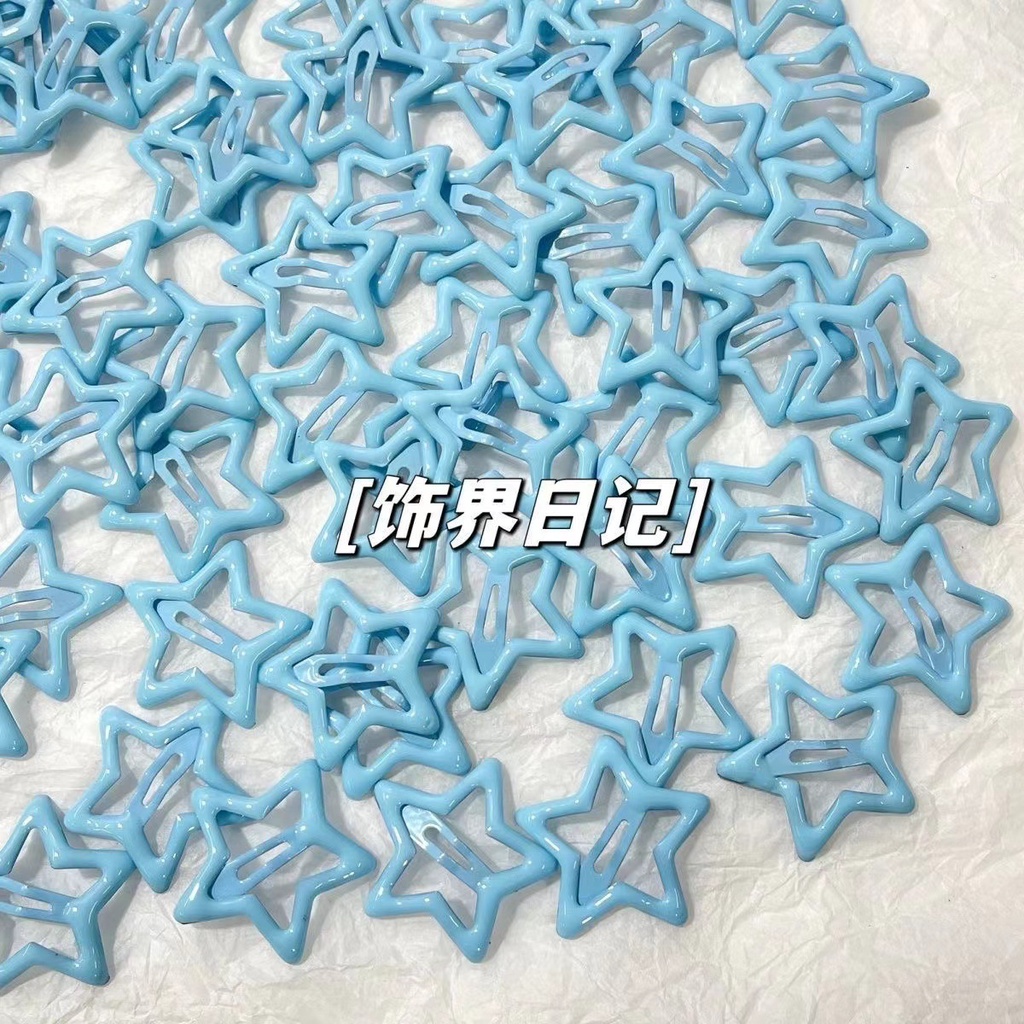 Ins Y2k Girls Blue Star Pair Clip Pink Pentagram Bb Clip Clip Broken Hair Vitality Girl Hair Clip Princess Banger Hair Pins