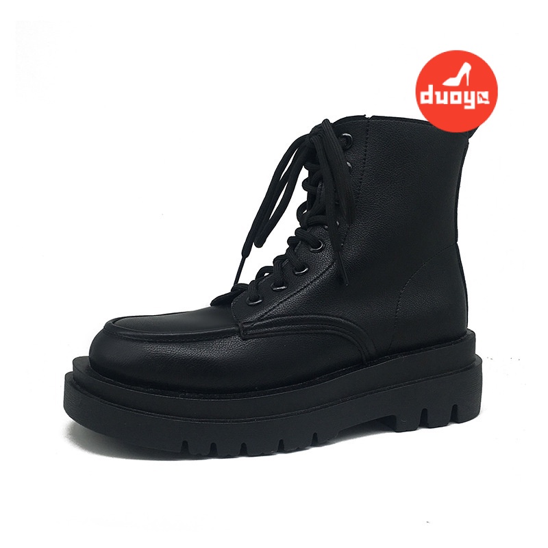 Giày Bốt Martin Màu Đen Kiểu Anh Thời Trang Mùa Hè 2021 Dễ Phối Đồ