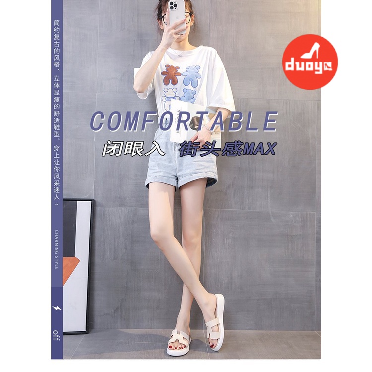 Duoya Dép Sandal Đế Phẳng Chống Trượt Phong Cách Thần Tiên Đơn Giản Thời Trang Mùa Hè Dành Cho Bạn Nữ Mặc Trong Nhà / Ngoài Trời Bán Chạy