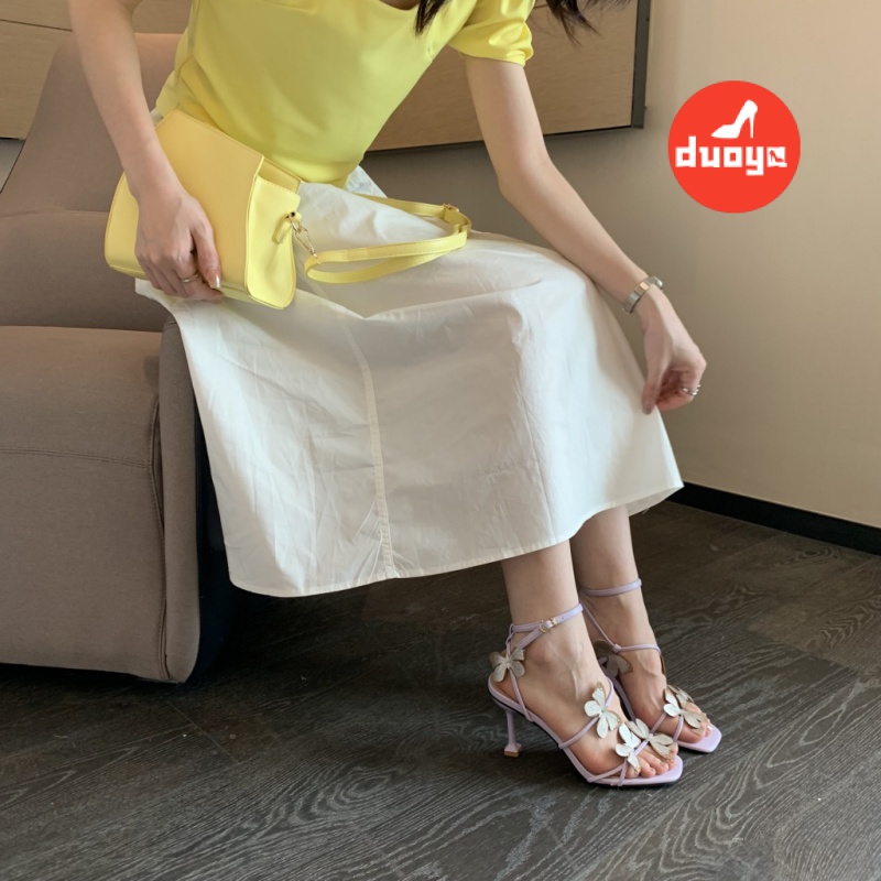 Duoya Tóc Thẳng ~ [Hàng Có Sẵn] Giày Sandal Cao Gót Siêu Cao Phối Khóa Cài Hình Bướm Thời Trang Quyến Rũ Cho Nữ Miễn Phí Vận Chuyển