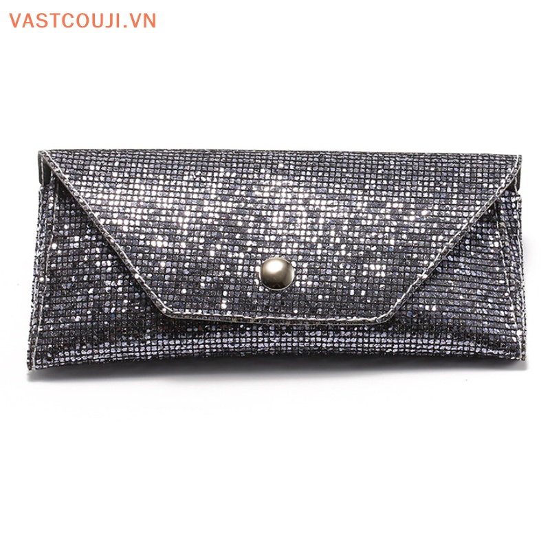 Hộp Đựng Kính Mát Bằng Da Mềm Đính Kim Sa Lấp Lánh Kiểu Retro