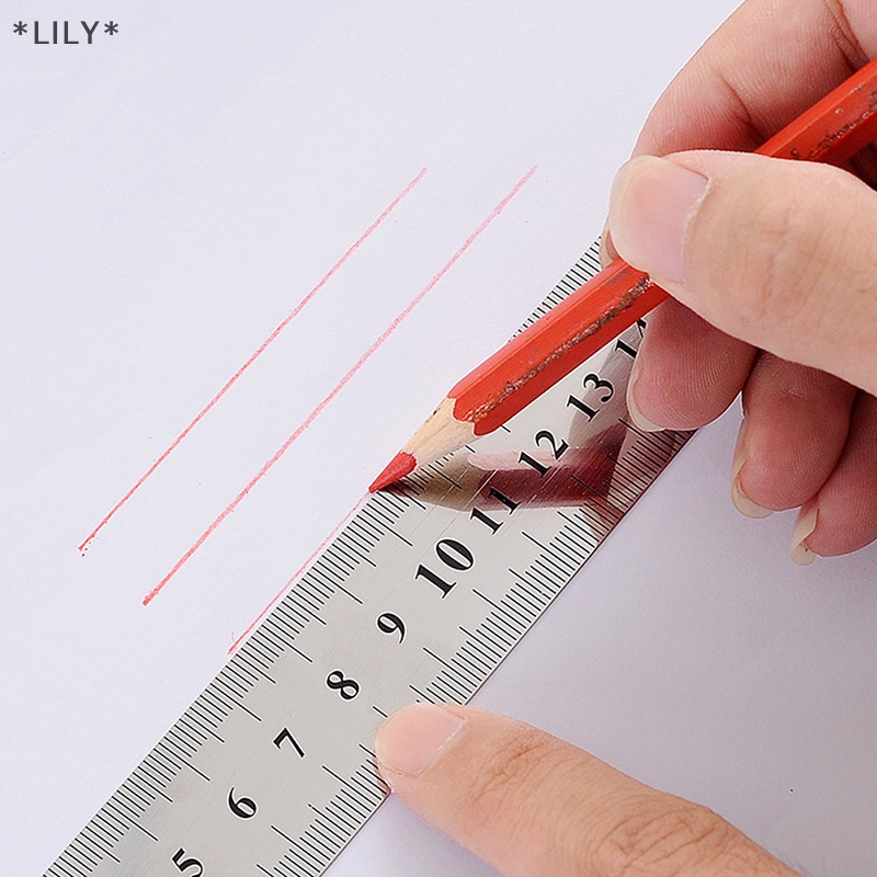 Lily 15-30cm thép không gỉ kim loại thẳng Cai Trị công cụ hai mặt công