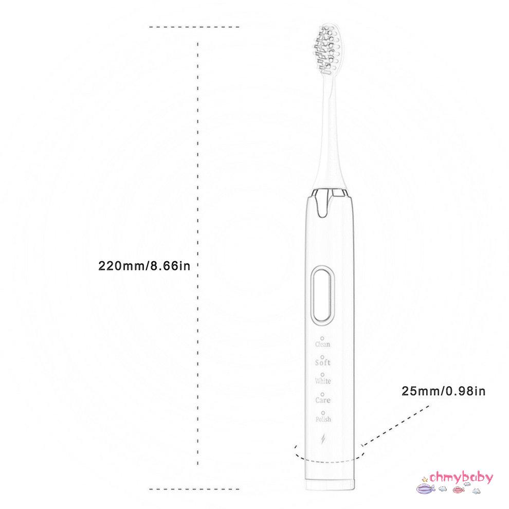 [Trong kho] Bàn Chải Đánh Răng Điện Dành Cho Người Lớn USB Có Thể Sạc Lại Ultra Sonic Giặt Thư Giãn 5 Tốc Độ Mạnh Mẽ [P/11]