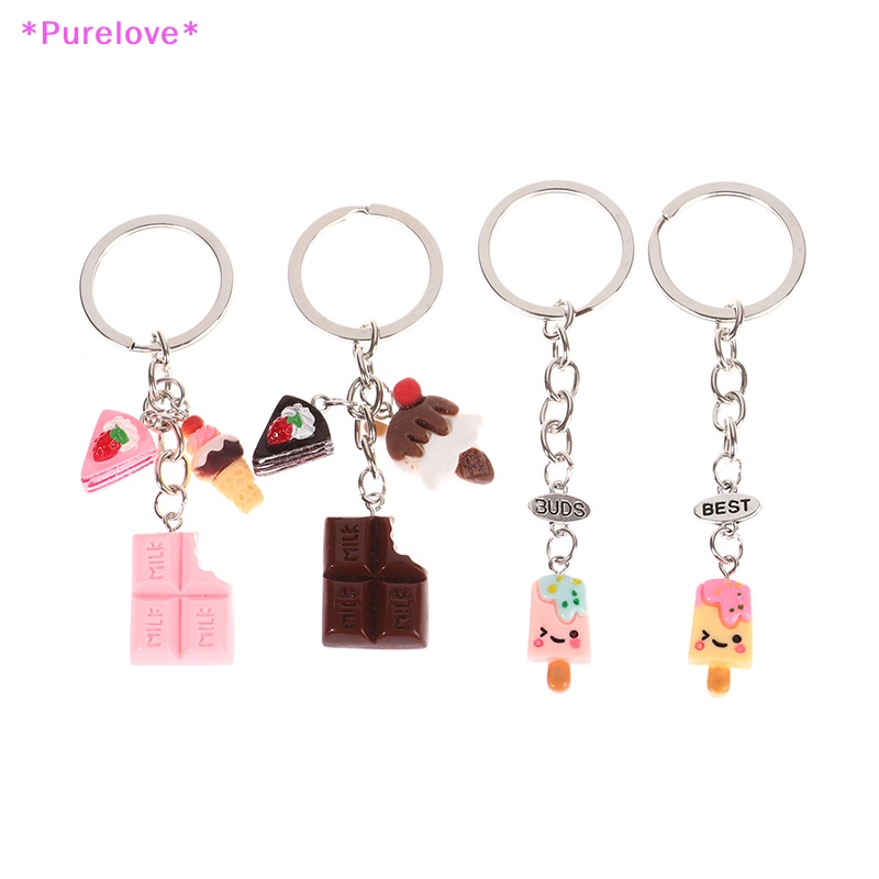 Móc Khóa Hình Bánh Kem / Trà / Kẹo / Món Tráng Miệng Handmade Dễ Thương Dành Cho Nữ Mới