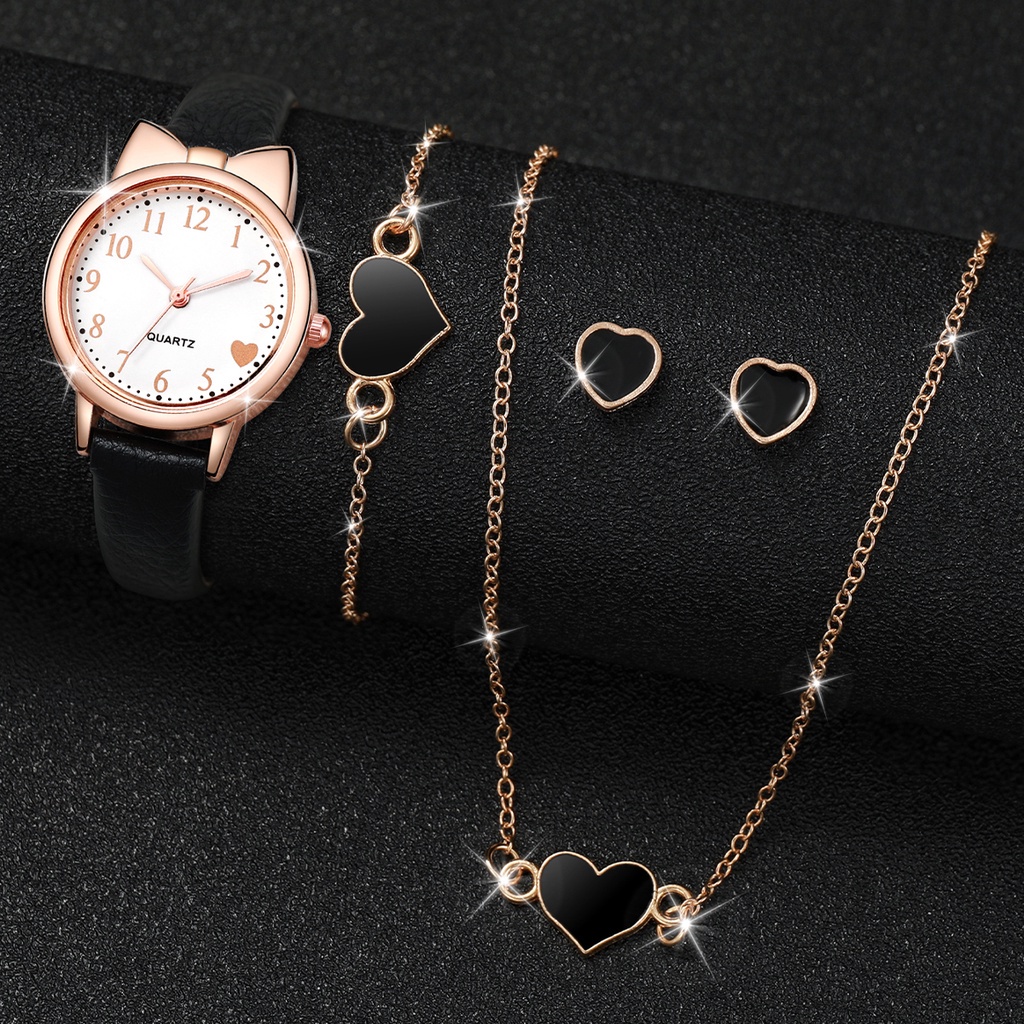 Đồng Hồ Đeo Tay Dây Da Mặt Trái Tim Thời Trang Dành Cho Nữ